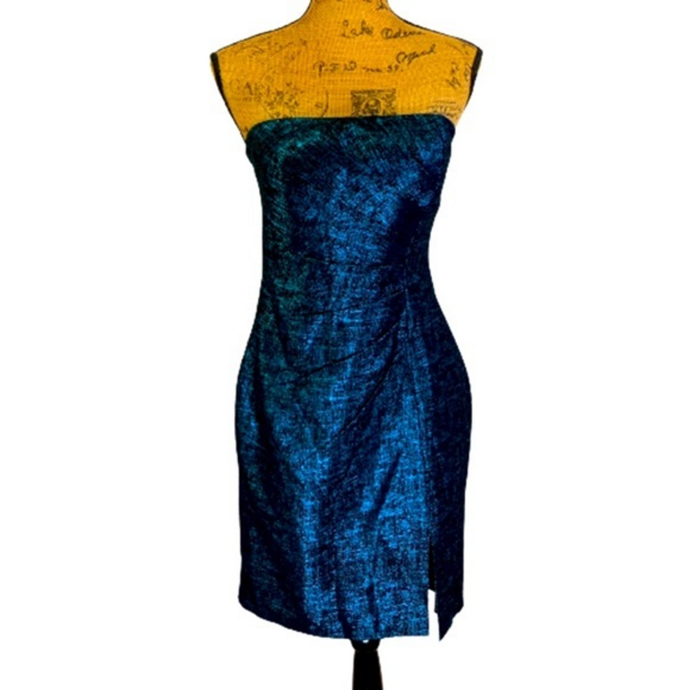 CALVIN KLEIN Malachite Metallic Strapless Mini Dress